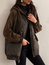 Damen Jacke Steppjacke mit Kapuze - Warmer Wintermantel in Braun mit Taschen